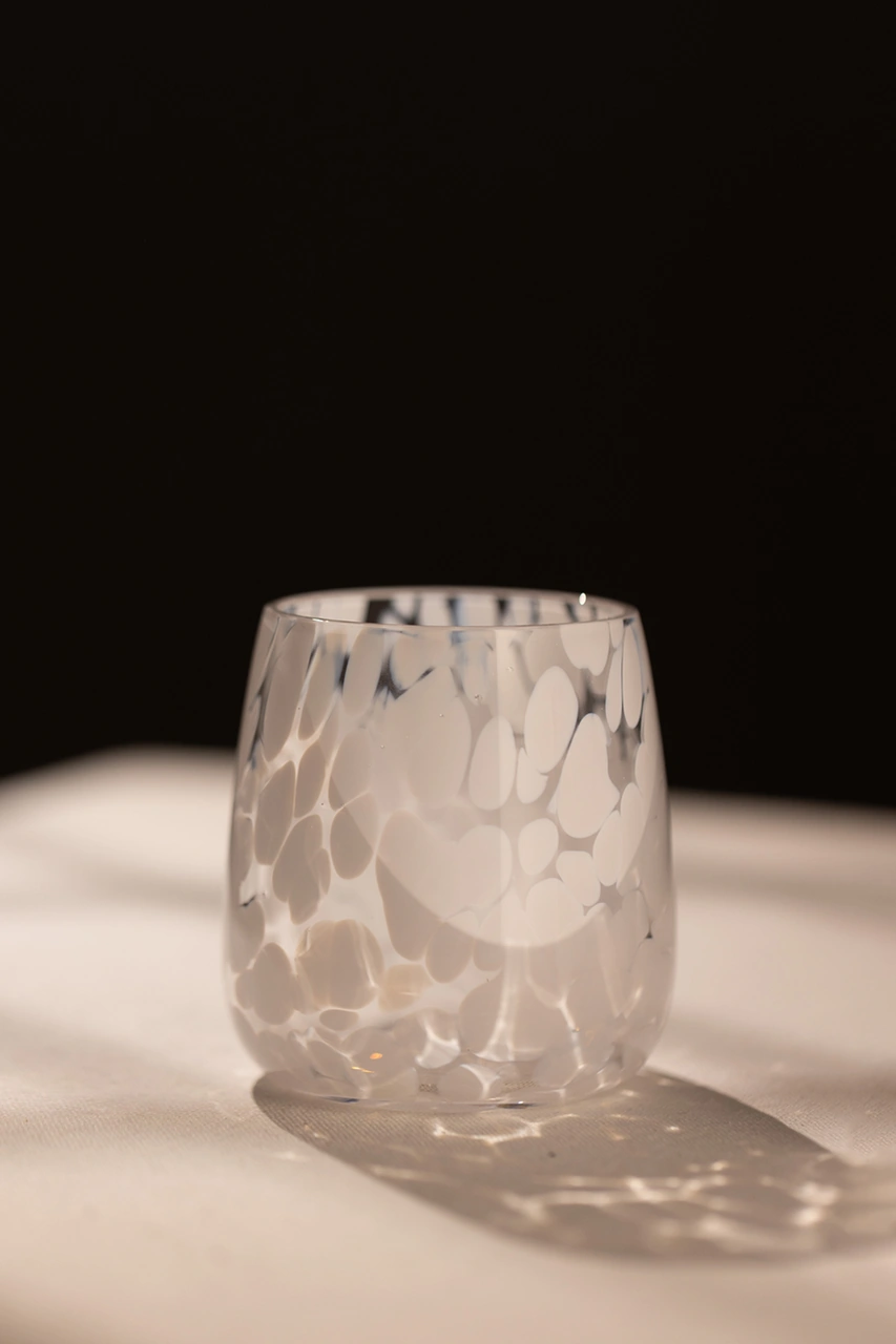 Spotted El Yapımı Kendinden Renkli 2'li Su Bardak Seti Beyaz 330 Cc Renkli