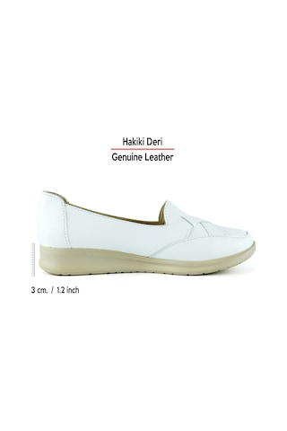 Erkan Saçmacı Mammina Beyaz Hakiki Deri Çapraz Bant Detaylı Slip-on Günlük Ayakkabı Beyaz