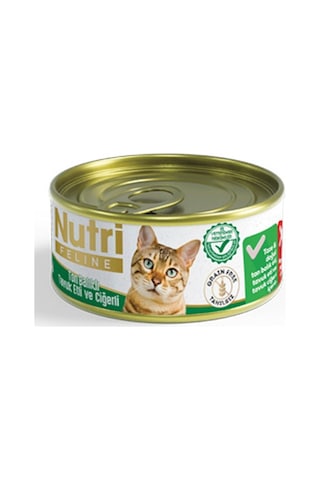 Nutri Feline Ton Balıklı Tavuklu ve Ciğerli Tahılsız Konserve Yetişkin Kedi Maması 85 G