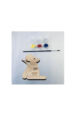 Masif Ahşap Puzzle Çocuklar İçin Boyanabilir Fare Boya Setli