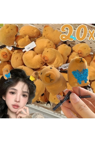 Kawaii Saç Tokası Moda Hayvan Güzel Yay 3d Capybara Hayvan Peluş Çok Renkli