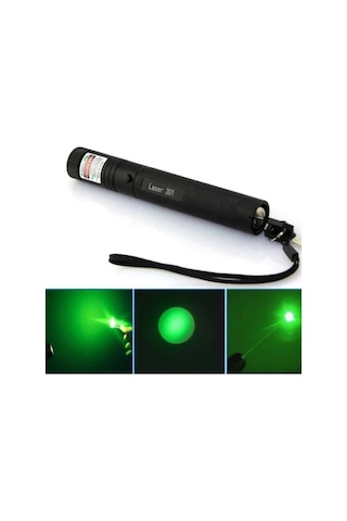 Yeşil Lazer Pointer 15km Şarjlı Kutusunda Siyah