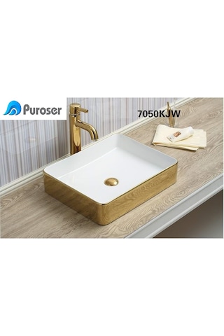Puroser Likya Altın Tezgah Üstü Çanak Lavabo