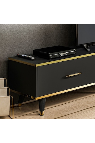 Tv Ünitesi Avon Antrasit Gold Ledli 180 Cm