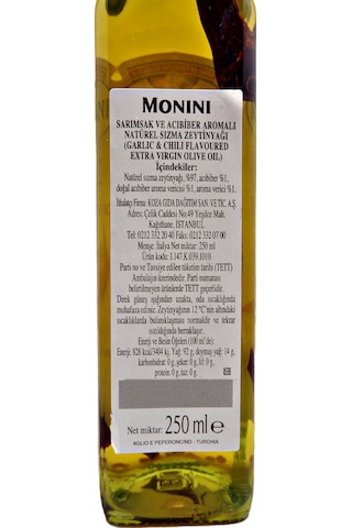 Monini Sarımsak Ve Acıbiberli Zeytinyağı Cam 250 ML