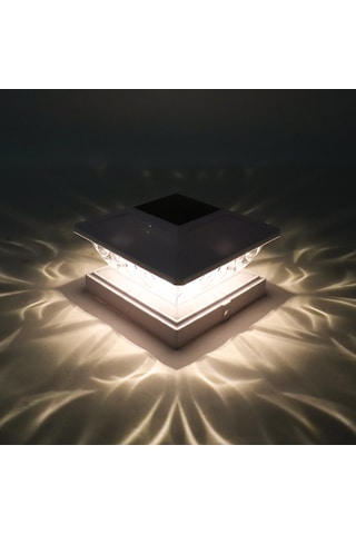 8 Adet Güneş Enerjili Dekoratif Direk Üstü Solar Led Bahçe Ve Teras Aydınlatma Lambası Kristal Tasarımlı Beyaz Işık