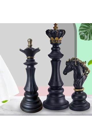 Yaozixa Resin Simülasyon Satranç Figürü: Kral, Kraliçe Ve At Desenli Ev Dekorasyonu - Sanatsal Ev Ve Mağaza Açık Art Köşe Takımı