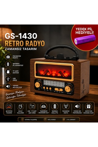 Zamanı Durduran Gs-1430 Şömine Efektli Retro Radyo Yedek Pil li