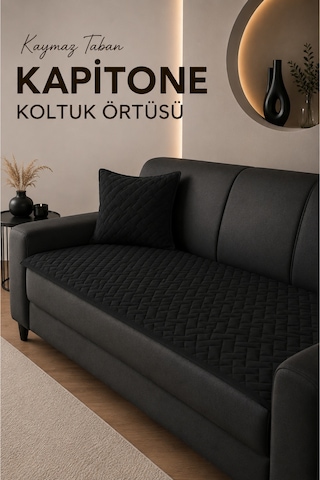 Kaymaz Taban Kapitone Koltuk Örtüsü Çekyat Koruyucu 70x190 Cm Siyah Kaymaz Taban Kapitone Koltuk Örtüsü Çekyat Koruyucu 70x190 Cm Siyah