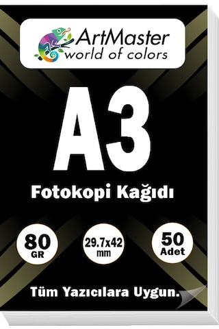 A3 Fotokopi Kağıdı 50 Adet 80 Gr 29,7x42 Cm Artmaster A3 Boy Fotokopi Kağıdı Yazıcı Kağıdı 50 Li