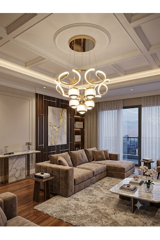 Ers Aydınlatma Lina Gold Led Avize 3 Renk Muthiş Şıklık Altın-gold