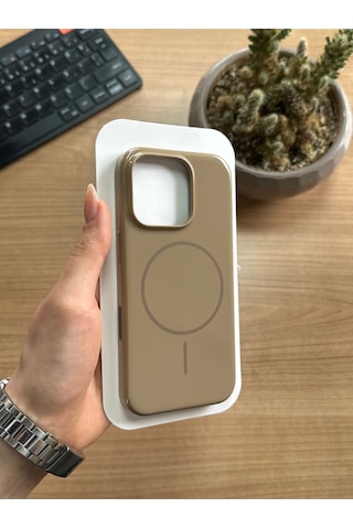 Apple iPhone Uyumlu 16 Pro Animasyonlu Stylus Silikon Kılıf Bej