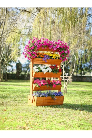 Mandu Ahşap Çok Katlı Saksı Standı Çiçeklik Standı -