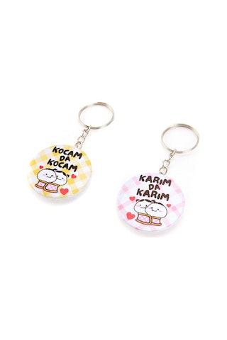 Tasarım Karım Da Kocam 2'li Metal Anahtarlık Seti - Renkli - 10 Cm Çok Renkli