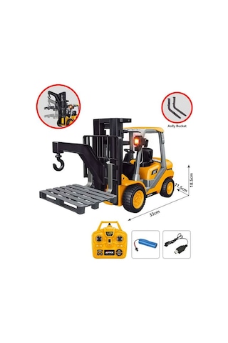 Uzaktan Kumandalı Şarjlı Forklift Ful Fonksiyon İş Makinesi Forklift Oyuncak Sarı