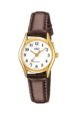 Casio Ltp-1094q-7b4rd-mtp-v002l-1budf Çift Saat Seti Siyah Kahverengi Deri Kordon Erkek Kadın Kol Saati Sarı