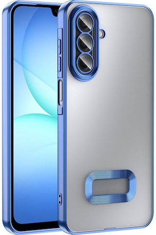 Galaxy Uyumlu A17 Kılıf Kamera Korumalı Logo Gösteren Zore Omega Kapak - Mavi Mavi