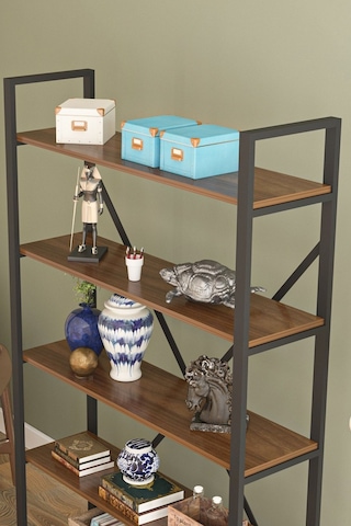 Wood House - Efsun Geniş Raflı Kitaplık - Ceviz