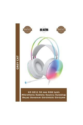 Xo Ge11 50 Mm Rgb Işıklı Mikrofonlu Kablolu Oyuncu Kulaklığı Beyaz Donanım Görüntülü Görüşme