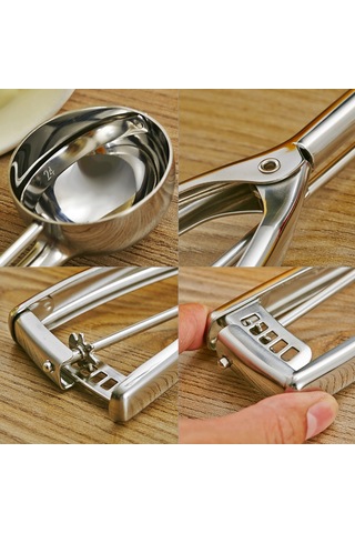 Skycity Rustsuz Çelik Yaylı Kova, Dondurma-karpuz Topları Kolay Oluştur, 55mm, Çeşitli Yemeklerde Kullanım Diğer