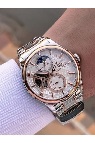 Bigotti Otomatik Ve Kurmalı Çelik Karatma Ve Renk Atma Yapmaz 5 Atm Erkek Kol Saati Ebg.10683.5 Rose Gold - Gümüş