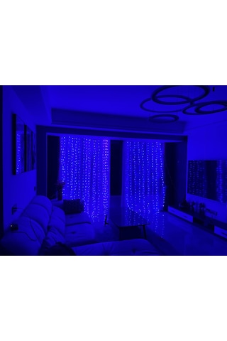 Vkemall Oda Dekorasyon Işığını: 3m 300 Led Mavi Perde Işık Zinciri, Uzaktan Kumanda Ve Pil Dahil Mavi