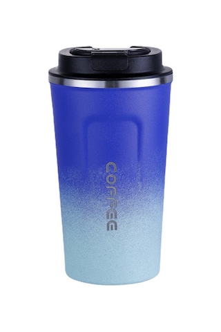 Skycity 510ml Akıllı Sıcaklık Gösteren Paslanmaz Çelik Vakumlu Termos Bardak, Isı/sıcak Tutma, Sızdırmaz, Araç Ve Seyahat İçin Mavi Degrade Beyaz