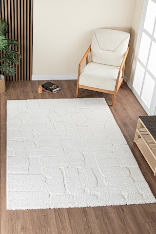 Norway Vl Bukleli Premium Yumuşak Peluş Post Iskandinav Oturma Odası Salon Halısı 70619-krem
