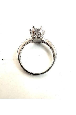 925 Ayar Çiçek Figürlü Tek Taş Zirkon Taşlı Gümüş Yüzük