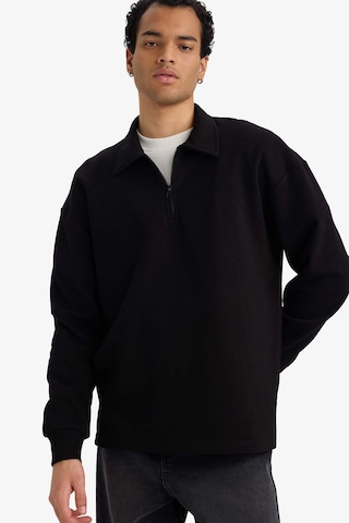 Defacto Boxy Fit Polo Yaka Yarım Fermuarlı Pike Sweatshirt G6471ax25wnbk81 Siyah-bk81