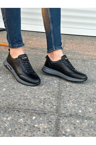 Luis Figo Hakiki Deri Rahat Ortopedik Erkek Günlük Kışlık Sneaker Ayakkabı 40-44 Siyah