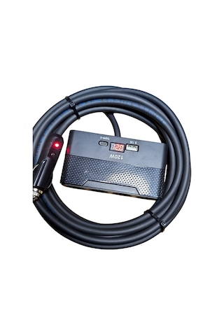 Araç Çakmak Uzatma Kablosu Çakmaklık Çoklayıcı Lcd Ekranlı Usb, Type-c Çıkışlı 12 Volt 10 Amper 120 Wat 2 X1,5mm Ttr Bakır 5 Mt-siyah-yt-ot733