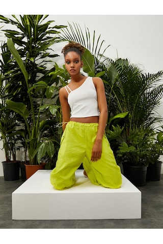 Koton Crop Fitilli Atlet Asimetrik Yaka Ekru 3sal30065ık 3SAL30065IK010