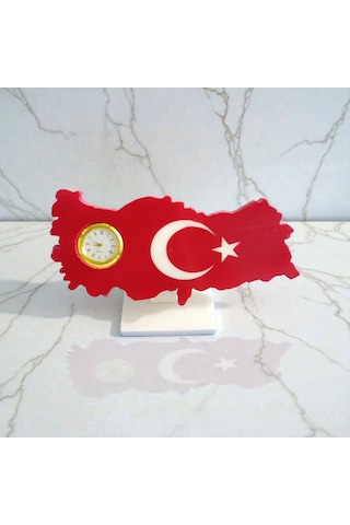 Mermer Türkiye Harita Saatli 9 19cm