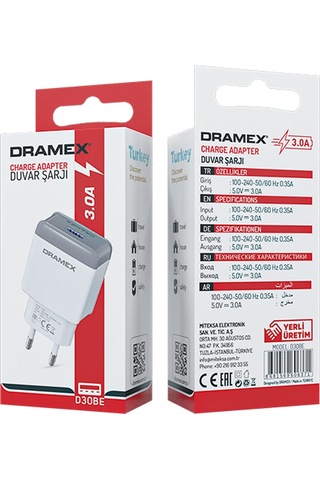 Dramex D30BE 3.0A Şarj Adaptörü (Ekonomik Mini Kutu)