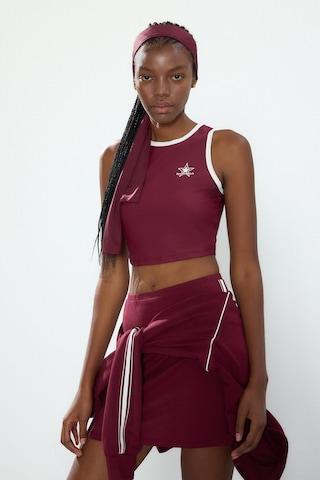 Defacto Crop Top Baskılı Bisiklet Yaka Sporcu Atlet H2001ax26aubr115 Bordo-br115