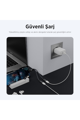 Bix Adp-13 Type-c To Çift Type-c Kulaklık Ve 15w Şarj Dönüştürücü