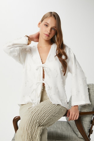 Ritnice Kadın Harmony Bağcıklı Ekru Kimono Gömlek Ekru