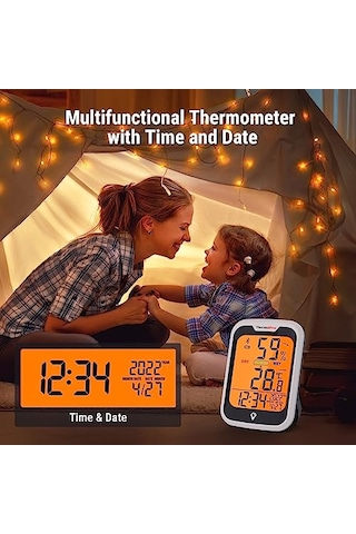 Thermopro Tp358 Dahili Saatli Termometre Higrometre, Bluetooth Dijital Ev Termometresi, Veri Depolama Ve Oda İçin Uyar