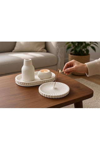 Nakkaş Home Dekoratif Mum Ve Tütsülük Obje - M10 Modeli Beyaz