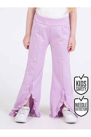 Denokids Kız Çocuk Fırfırlı Lila Eşofman Altı Çok Renkli