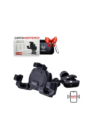 Ct-m20 Telefon Tutucu Titreşim Özellikli Motosiklet Gidon Yatay Kullanım Su Geçirmez Üniversal Siyah