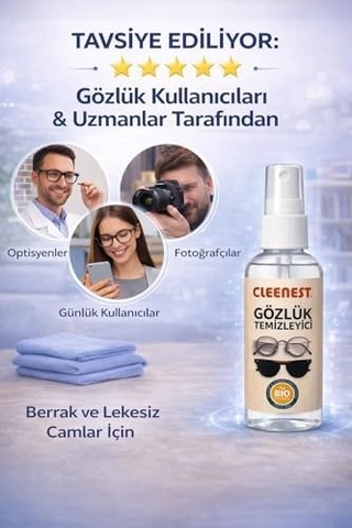 Gözlük Ve Ekran Temizleme Seti 50 Ml Nazik Solüsyon & Yumuşak 15 X 18 Cm Kaşmir Mikrofiber Bez İle Işıltılı Temizlik