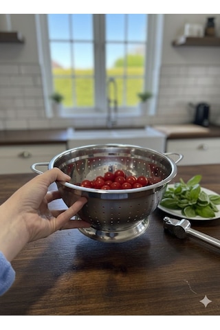Morponi Paslanmaz Çelik Inx Makarna Süzgeci 28 Cm Gümüş