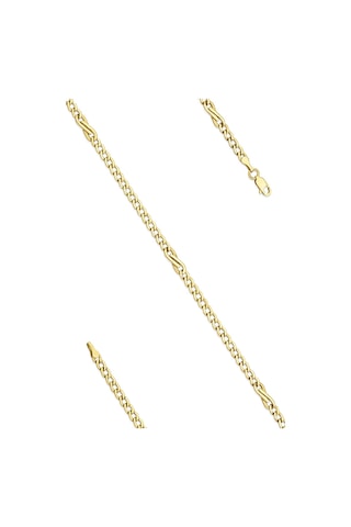 14 Ayar Altın Gurmet Zincirde Fiyonk Detaylı Bileklik Beyaz Altın