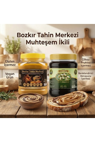 Bozkır Tahin Merkezi Ata Tohum Altın Susam Kavrulmuş Tahin 930g- Geleneksel Dut Pekmezi 950g Doğal