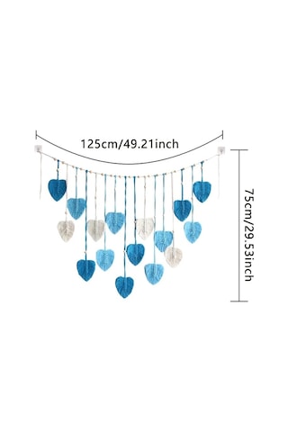 Elmpaly Mavi Yaprak Goblen Duvar Dekoru 124x73 Cm Ic Mekan Oturma Odasi Kafe Dıy