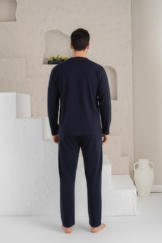Pijamask Erkek Lacivert Uzun Kollu Pijama Takım Lacivert
