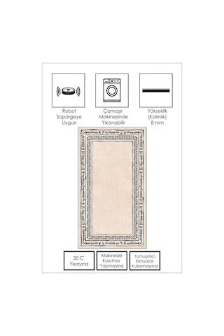 West Home Dijital Baskı Yıkanabilir Kaymaz Taban Leke Tutmaz Bej Mutfak Halısı Salon Halısı Ve Yolluk Wh 440 Beige