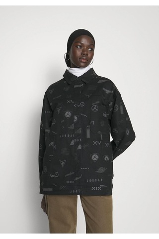 Jordan Trucker All-over Printed Full Snap Fastener Kadın Ceket Ndd Sport Siyah